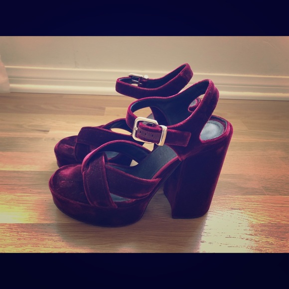 Jil Sander Shoes - Jil Sander Velvet Platform Sandals